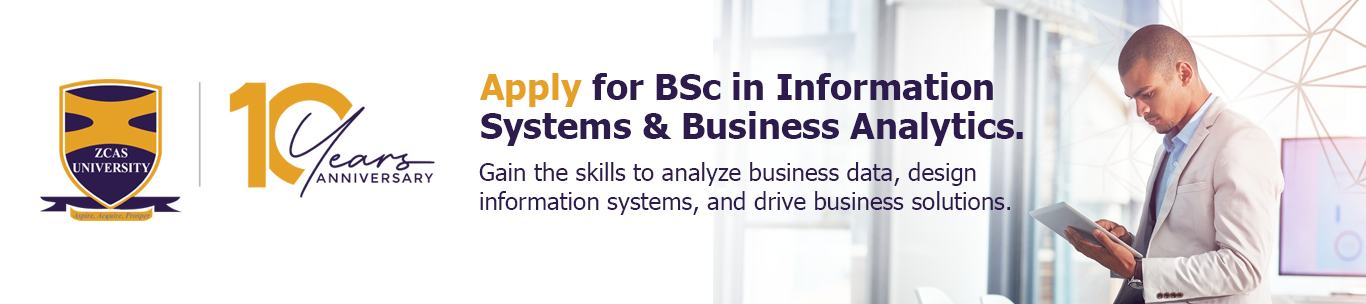 Promotional graphic for Bachelor of Science in Information Systems and Business Analytics